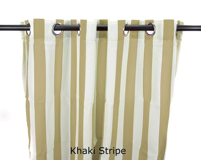 3voc5496pk2-1972q 54 X 96 In. Outdoor Curtain Panels, Khaki Stripe - Set Of 2