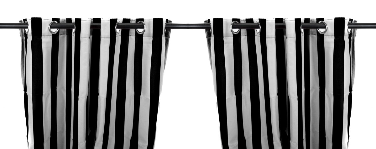 3voc5496pk2-3150q 54 X 96 In. Outdoor Curtain Panels, Black Stripe - Set Of 2