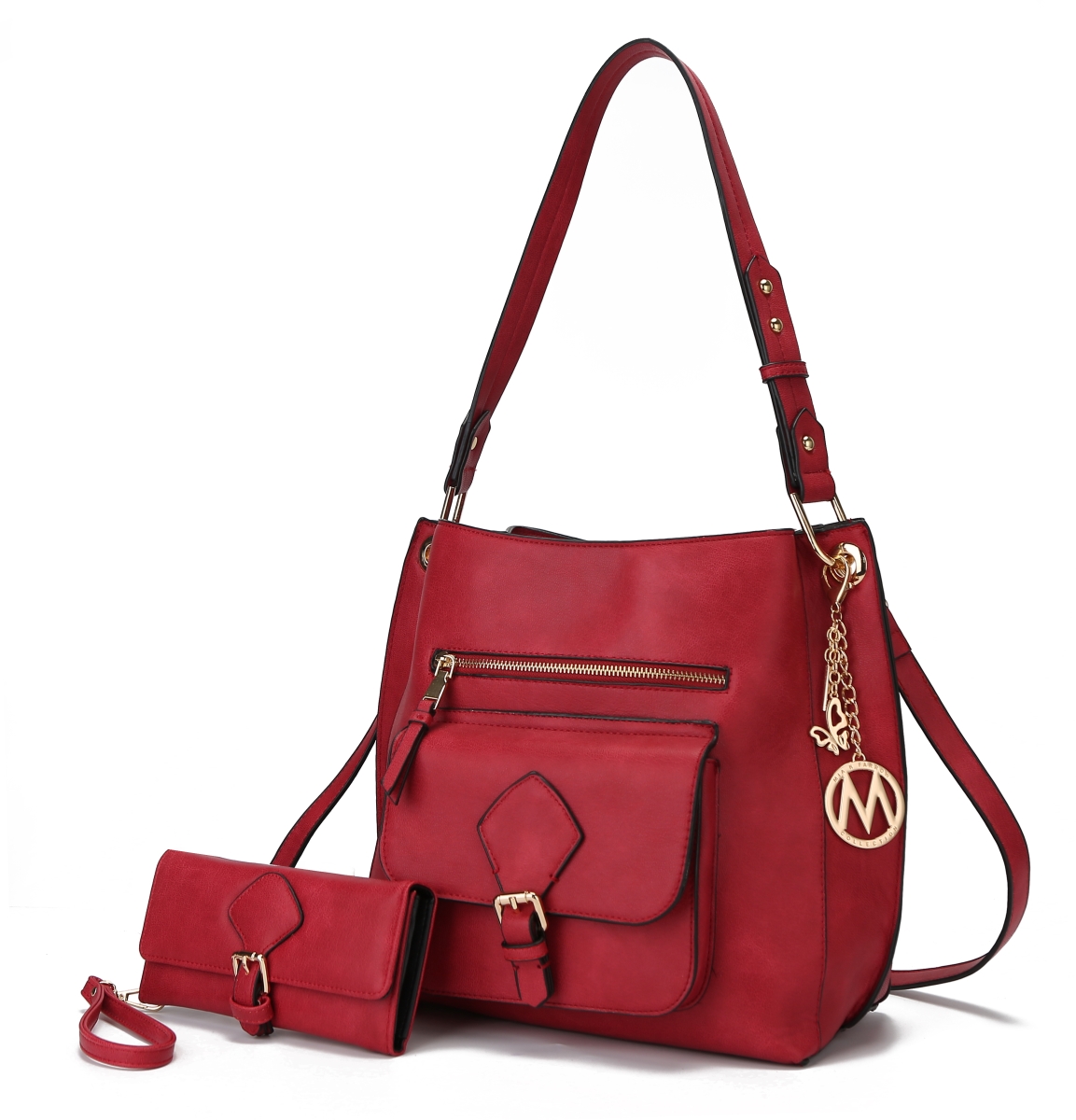 Mkf Collection Mkf-tlkc-x407rd Yves Hobo Bag With Wallet, Red