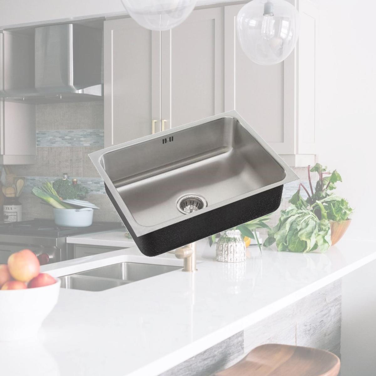 Picture of Just USXF-1824-A-R 18 Gauge T-304 Single Bowl Undermount Commercial Grade Sink with Integral Overflow