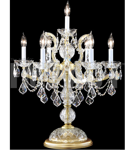 40809g22 Maria Theresa 6 Arm Table Lamp, Gold & Imperial Clear Crystal