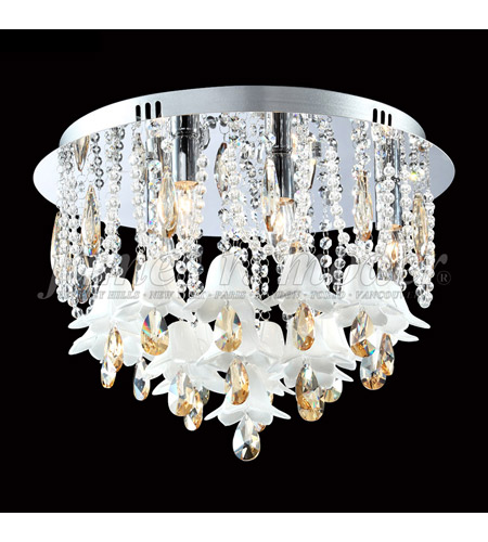 96324s22e Murano Collection Flush Mount, Silver & Imperial Clear With Amber Bells
