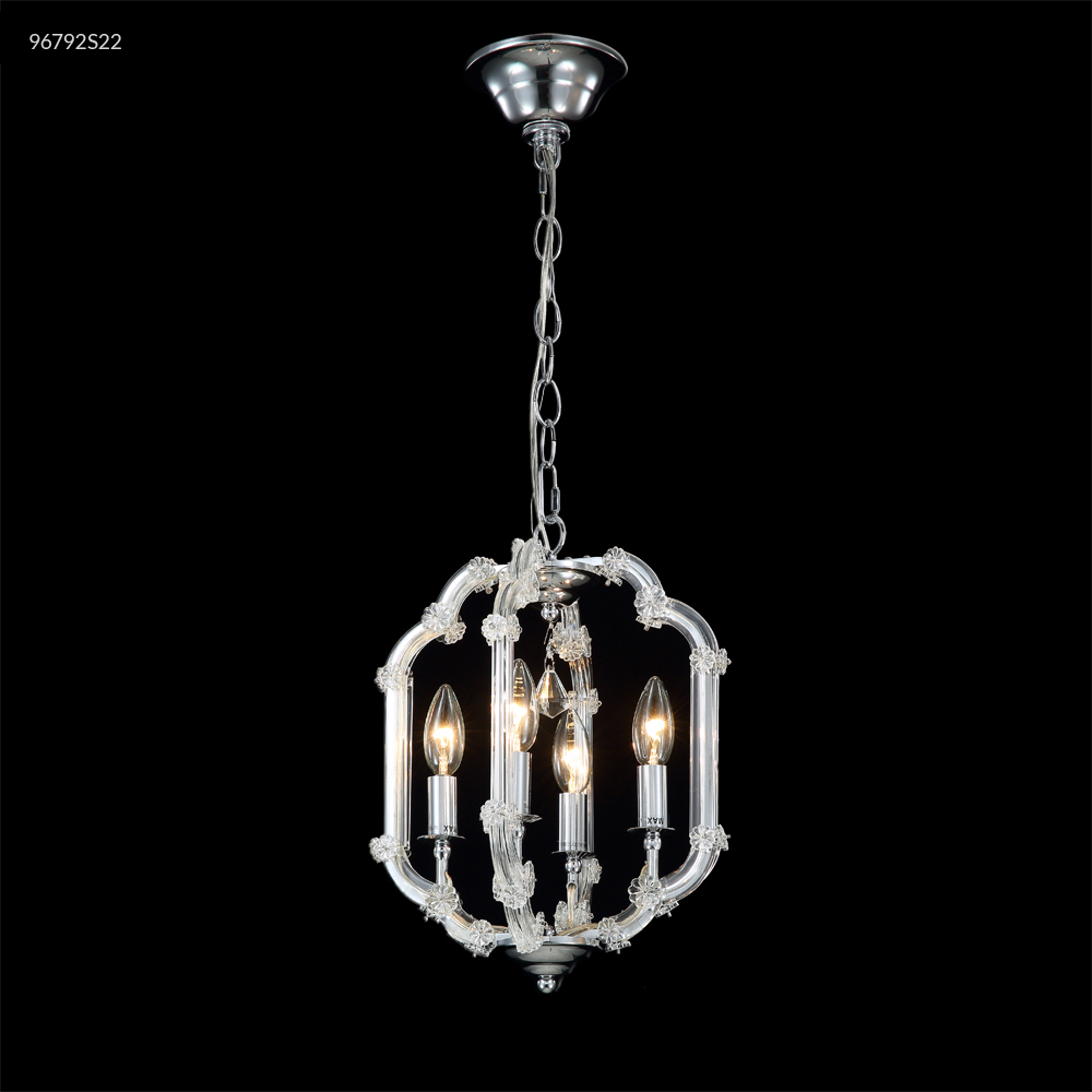 96792s22 10 In. 4 Light Lantern Chandelier Silver Ceiling Light, Imperial Crystal - Clear