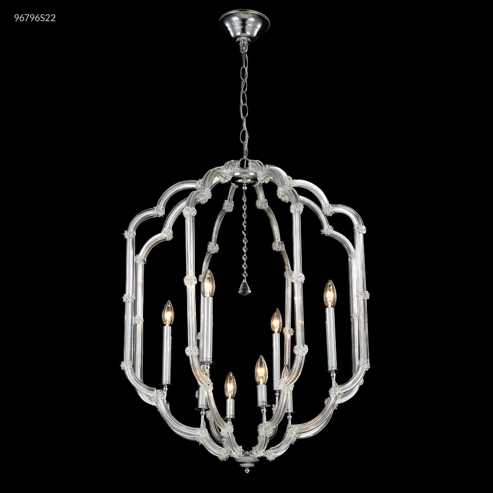 96796s22 24 In. 8 Light Lantern Chandelier Silver Ceiling Light, Imperial Crystal - Clear
