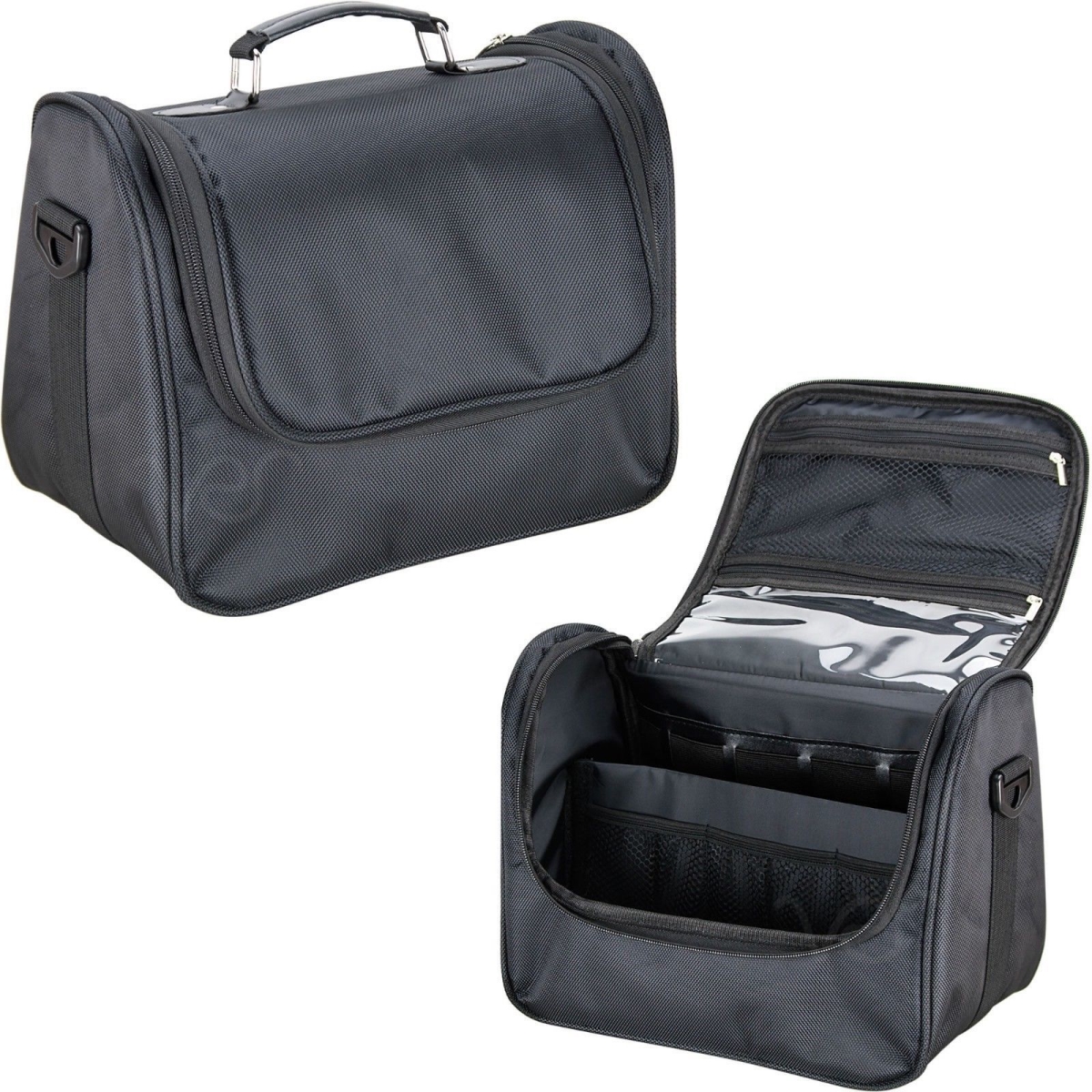Hk3605nlab Black Soft Lightweight Makeup Case With Tools Accessories Travel Shoulder Strap - Nylon - 11.25 X 7 X 9.25 In.