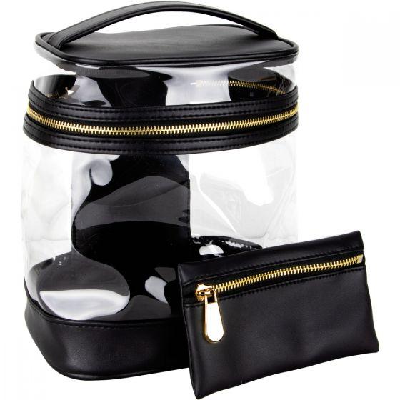 Vb001-11 Vintage Transparent Beauty Waterproof Travel Bag With Gold Zipper Closure