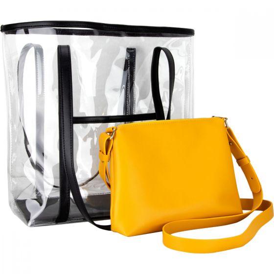 Vb003-11 2-in-1 Transparent Beauty Waterproof Tote Handbag With Removable Purse