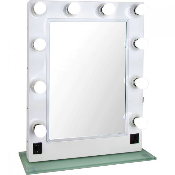Vl008-126 Whiter 10 Led Light Bulbs Pc Body & Glass Base Hollywood Vanity Mirror