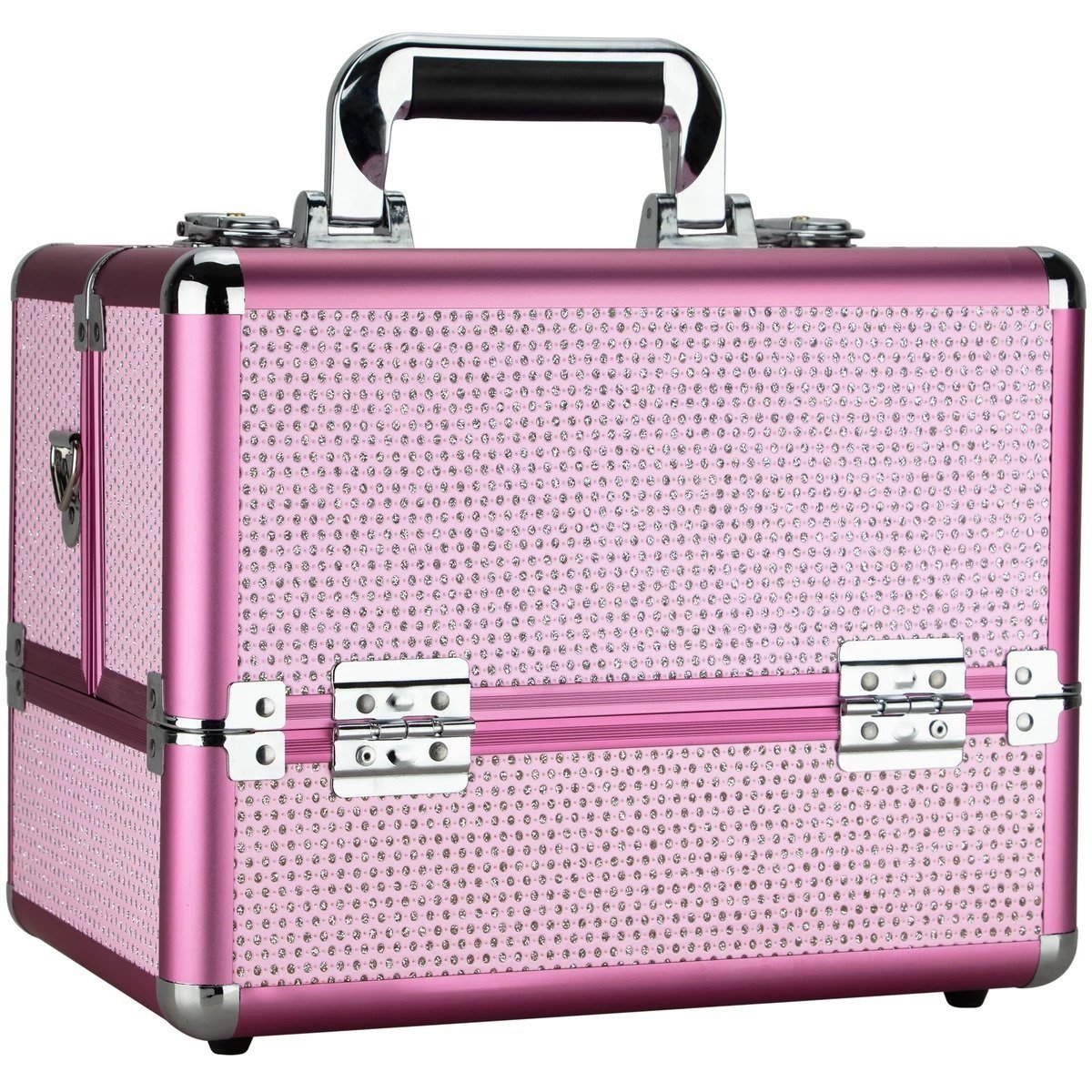 Vp009-43 2-tiers Accordion Trays Makeup Cosmetic Case, Pink Krystal