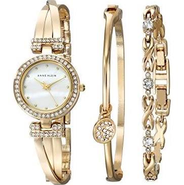Gold-tone Bracelet And Ladies Watch Ak-1868gbst