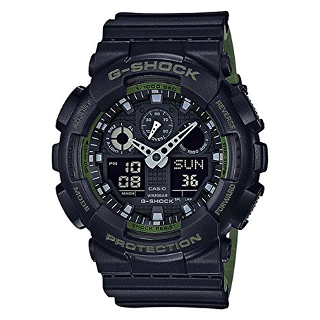Ga100l-1acr G-shock Mens Watch - Black And Green Resin Strap
