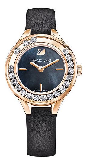 5301877 Lovely Crystals Mini Ladies Watch With Leather Strap, Black