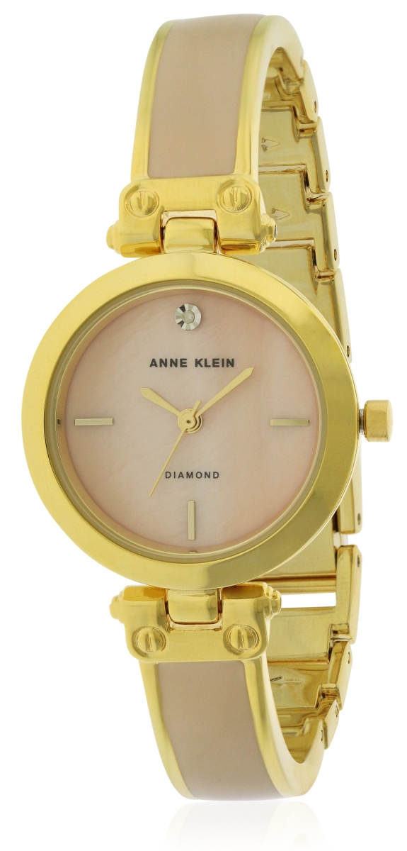 Ak-2694pkgb Gold-tone With Ceramic Ladies Watch With Pink Mother Of Pearl Dial