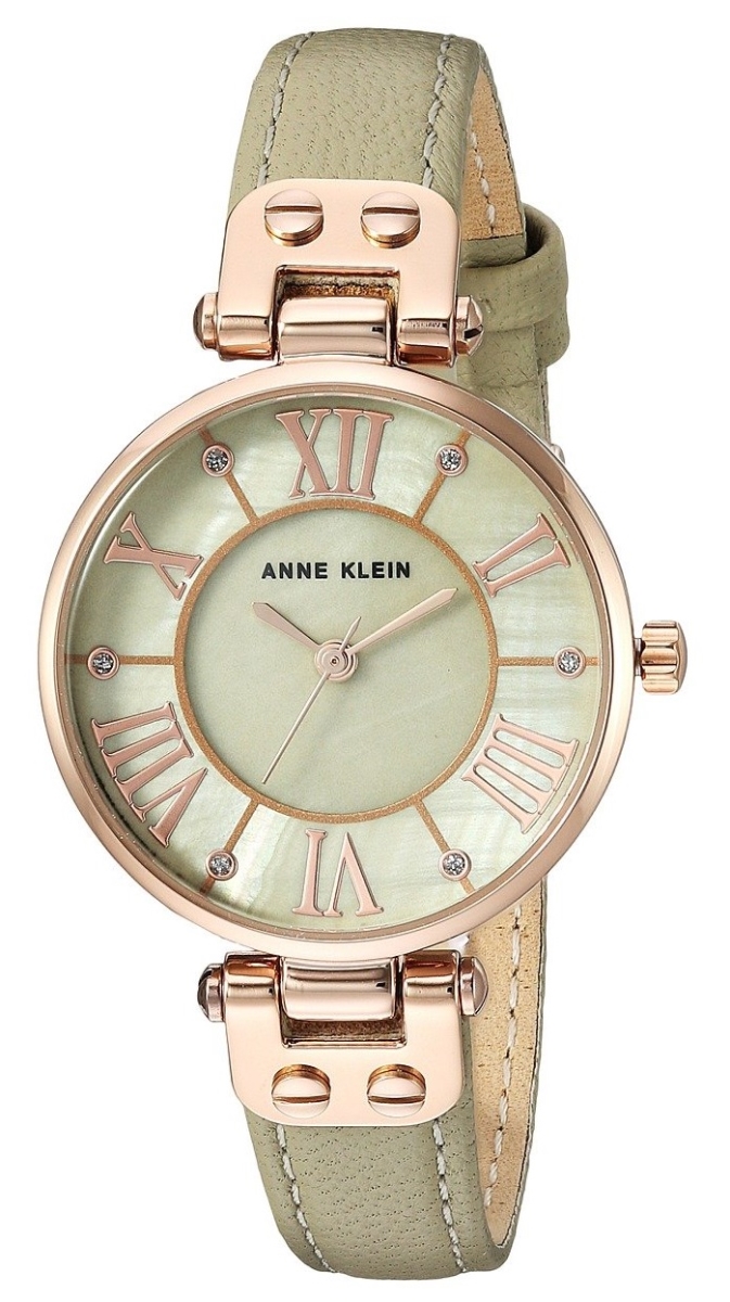 Ak-2718rgsa Leather Ladies Watch With Green Dial