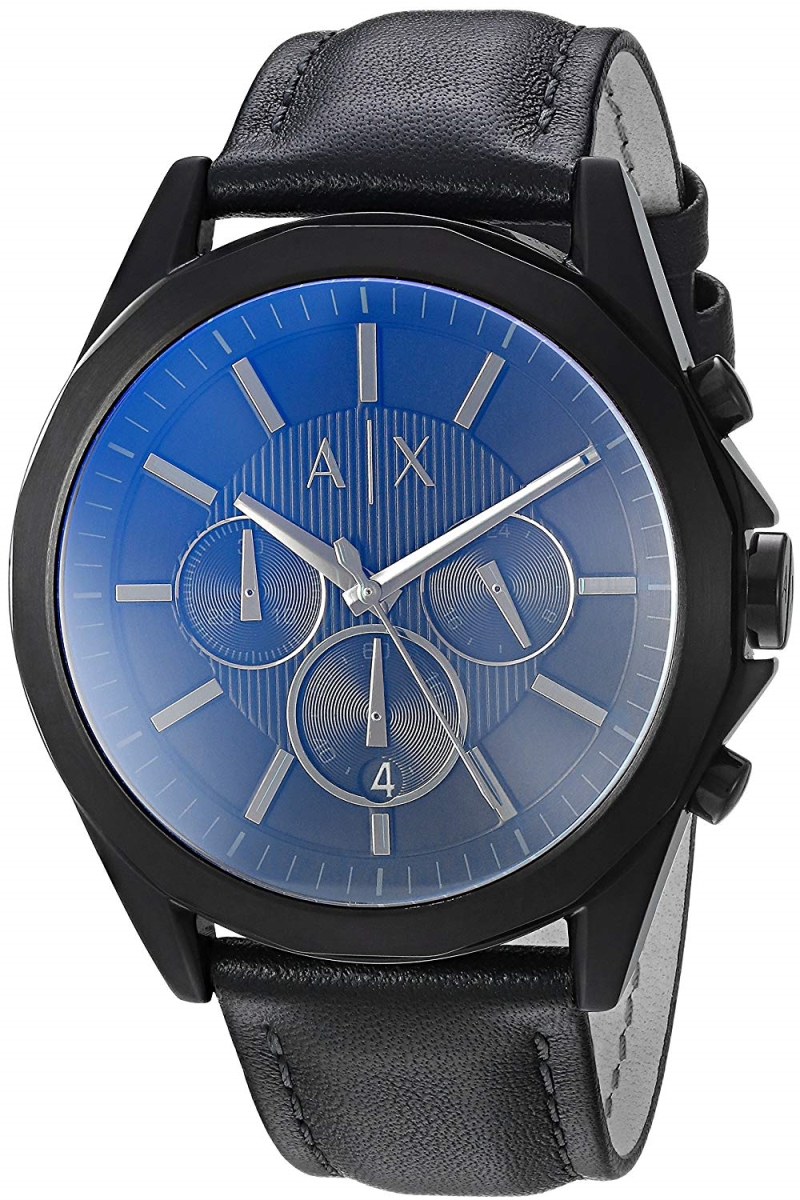 Ax2613 Leather Chronograph Mens Watch With Blue Dial
