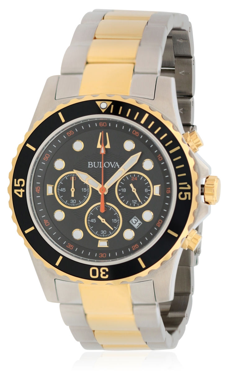 98b327 Two-tone Chronograph Mens Watch With Black Dial