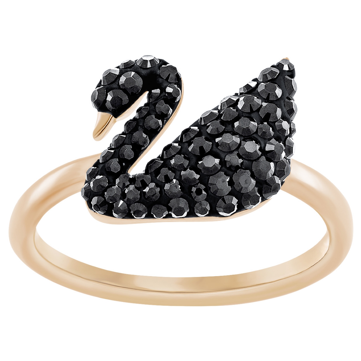 5366574 Iconic Swan Ring - Black - Rose Gold Plating
