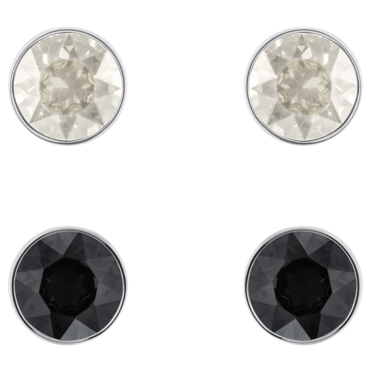 5414599 Madyson Rhodium-plated Stud Earrings, Black & Clear Crystal