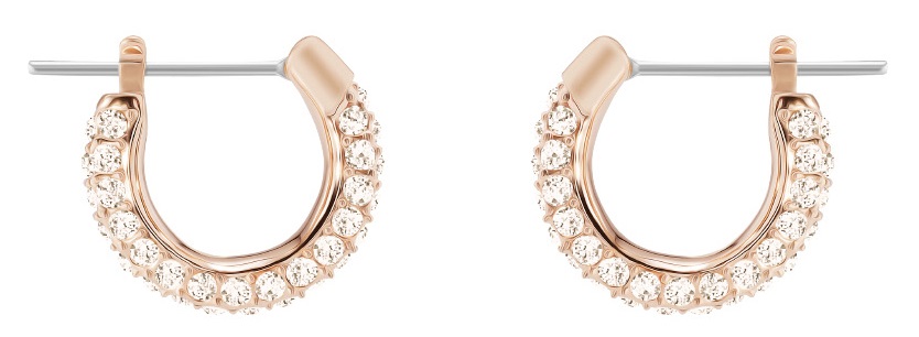 5446008 Stone Pierced Hoop Earrings, Rose Gold Plated