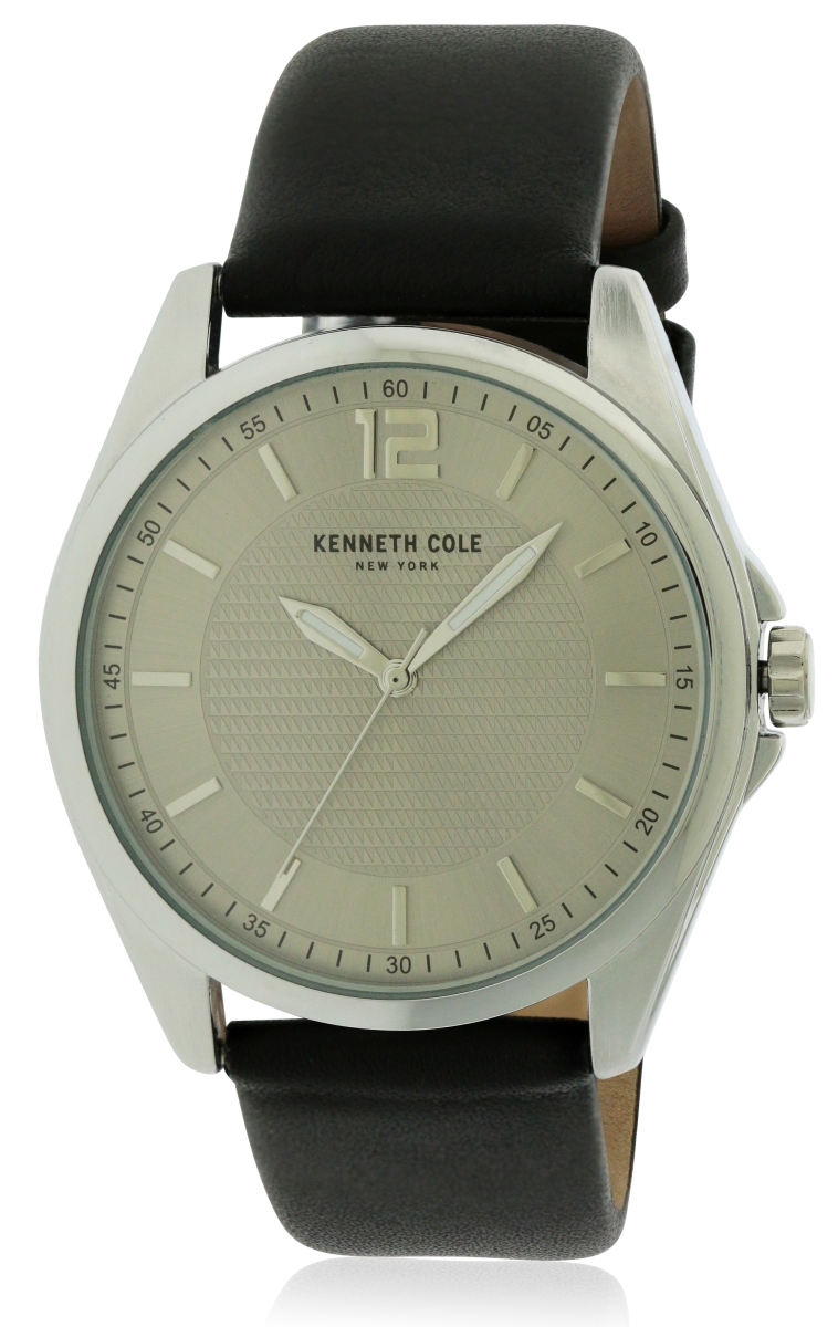 10031396 Leather Mens Watch With Silver Dial