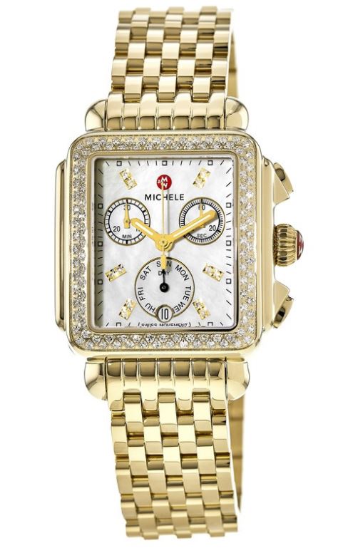 Mww06p000100 Deco Day Gold-tone Diamond Ladies Watch