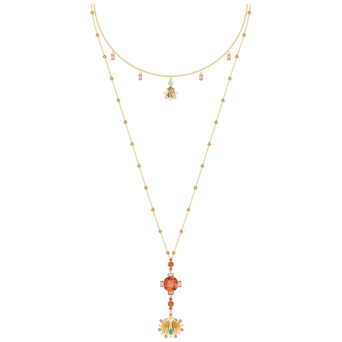 5451303 Lucky Goddess Necklace, Multi Color - Gold Plated