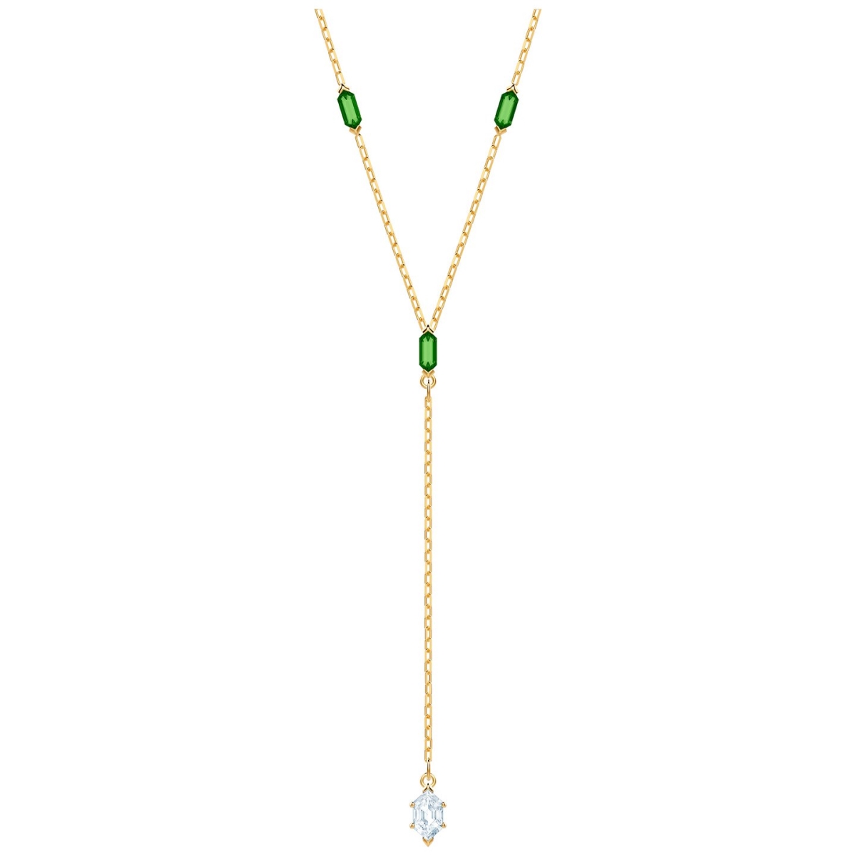 5455520 Oz Y Necklace, White - Gold Plated