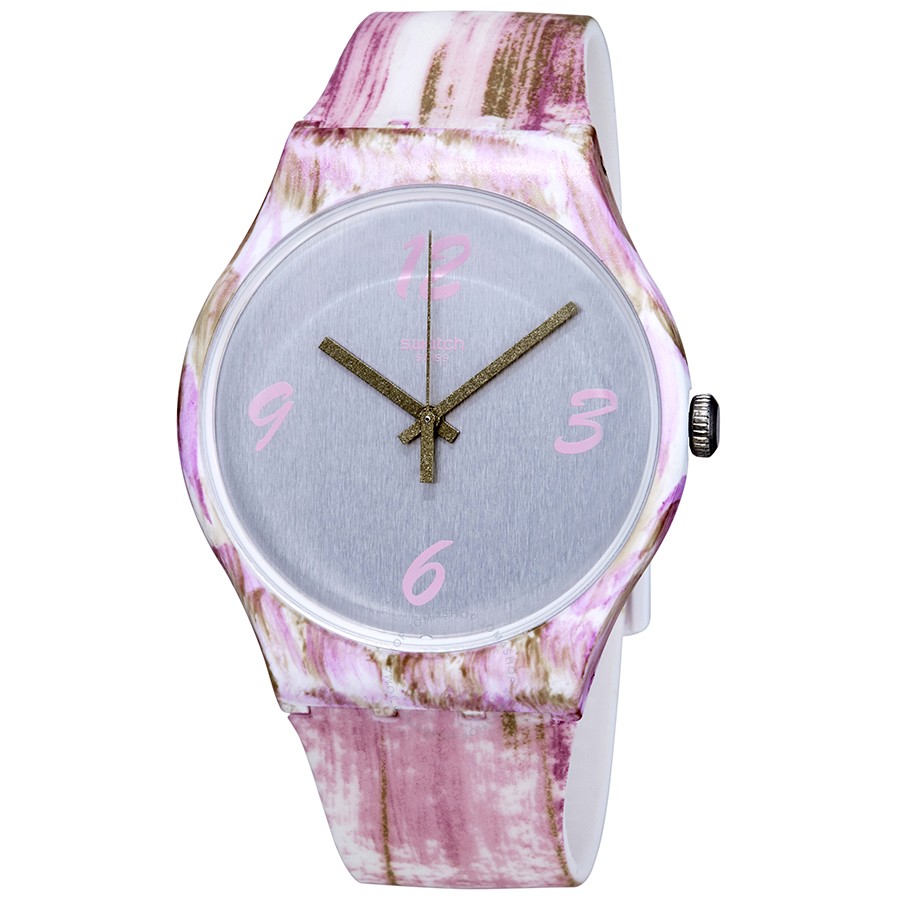 Suow151 Pinkquarelle Silicone Watch For Women - Grey & Pink
