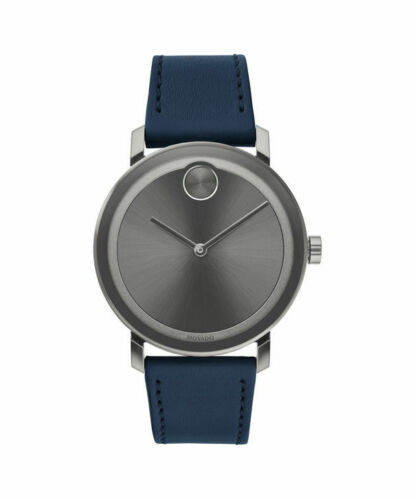 3600507 Bold Leather Mens Watch, Navy