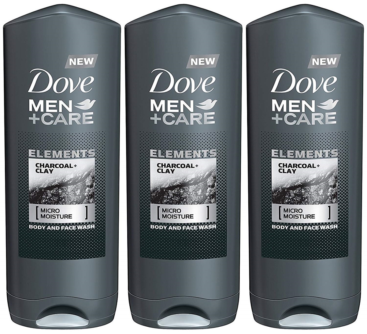 Dvbwcharc3pk 13.5 Oz Men Plus Care Elements Body Wash, Charcoal & Clay - Pack Of 3