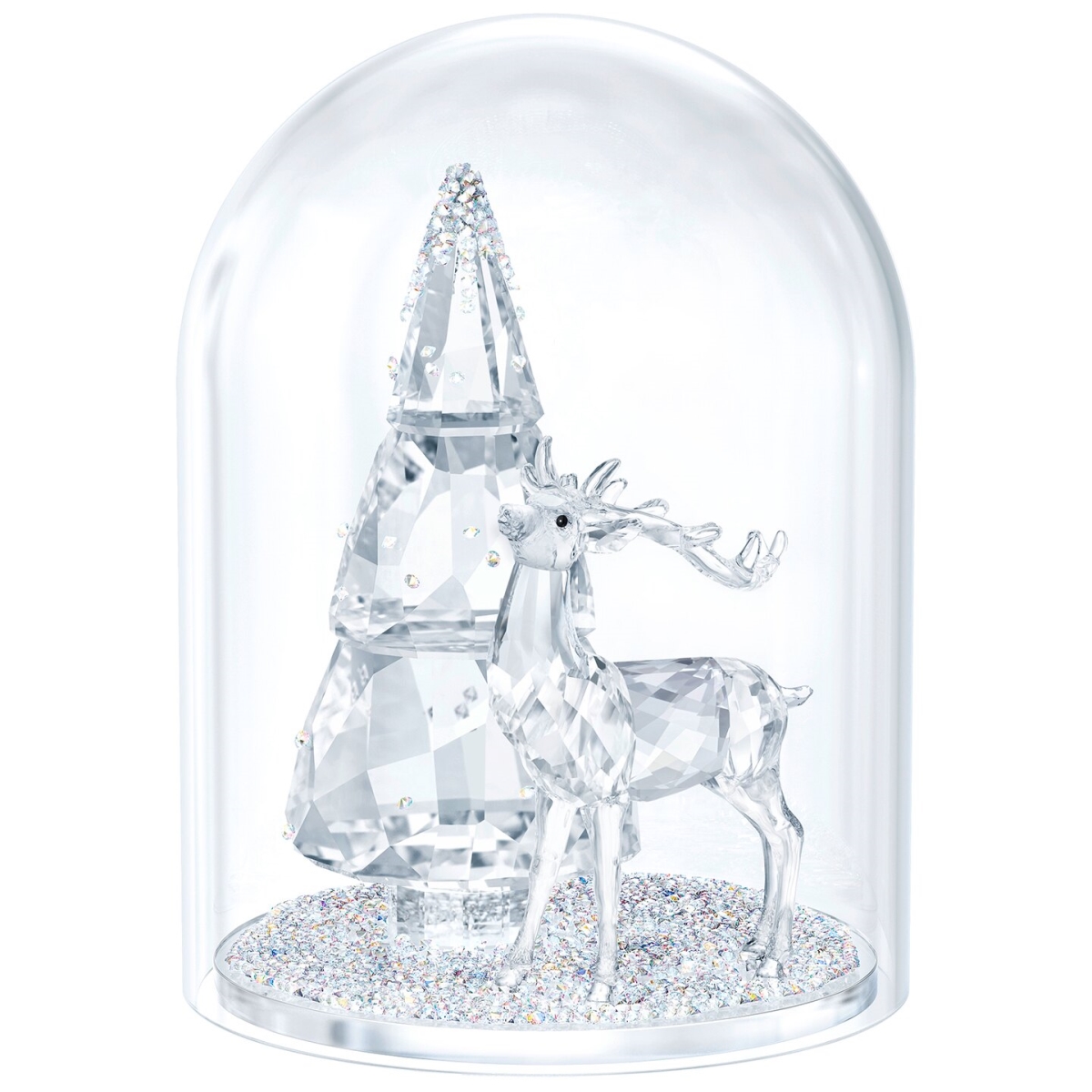 5403173 Bell Jar With Pine Tree & Stag