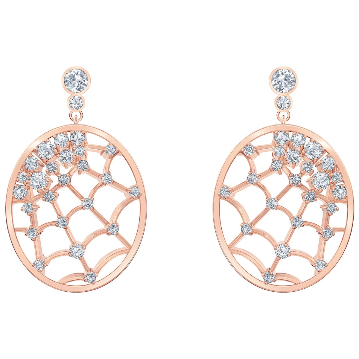 5488406 Precisely Drop Pierced Earrings, Rose-gold Tone Plated - White