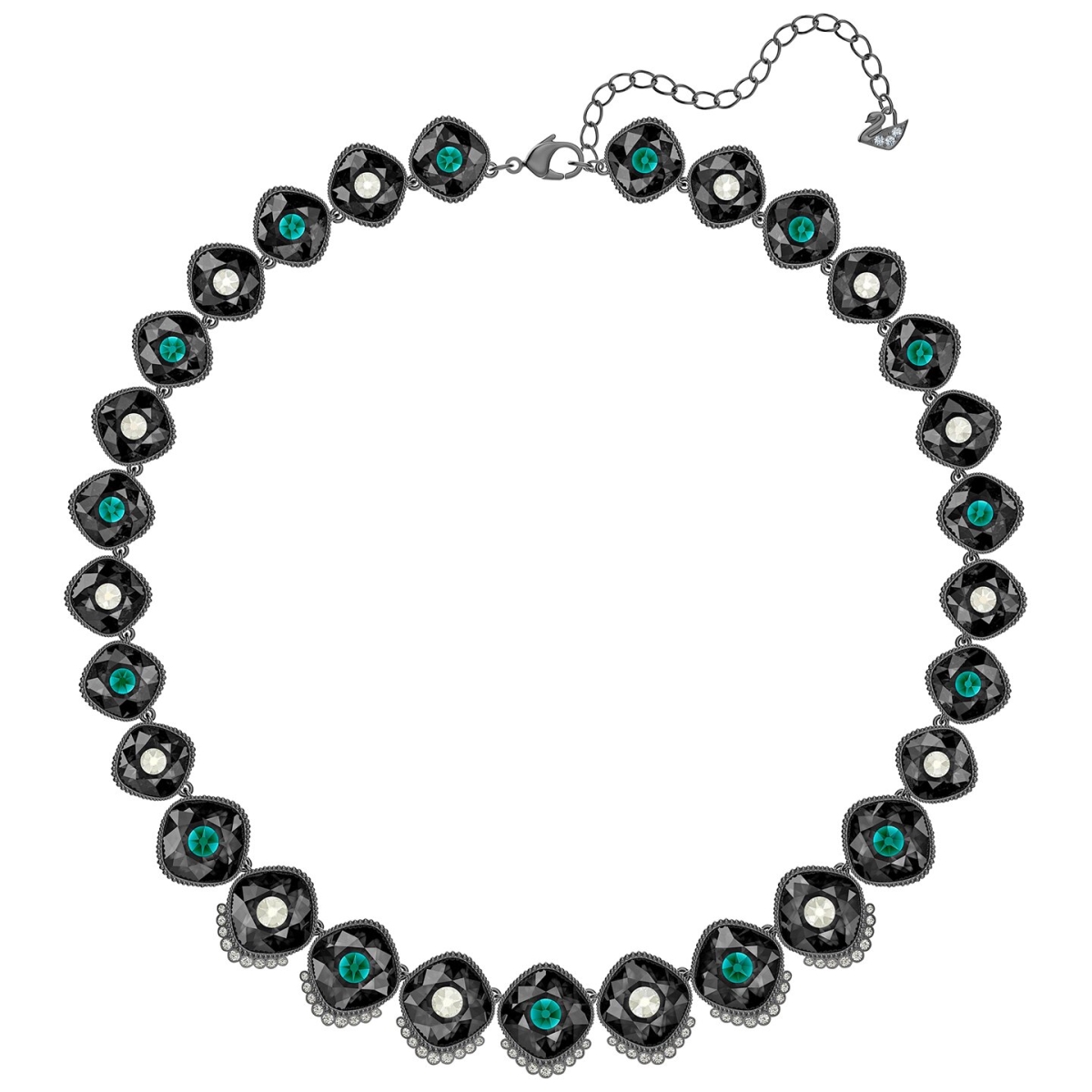 5490986 Black Baroque Ruthenium Plated Necklace - Multi-color