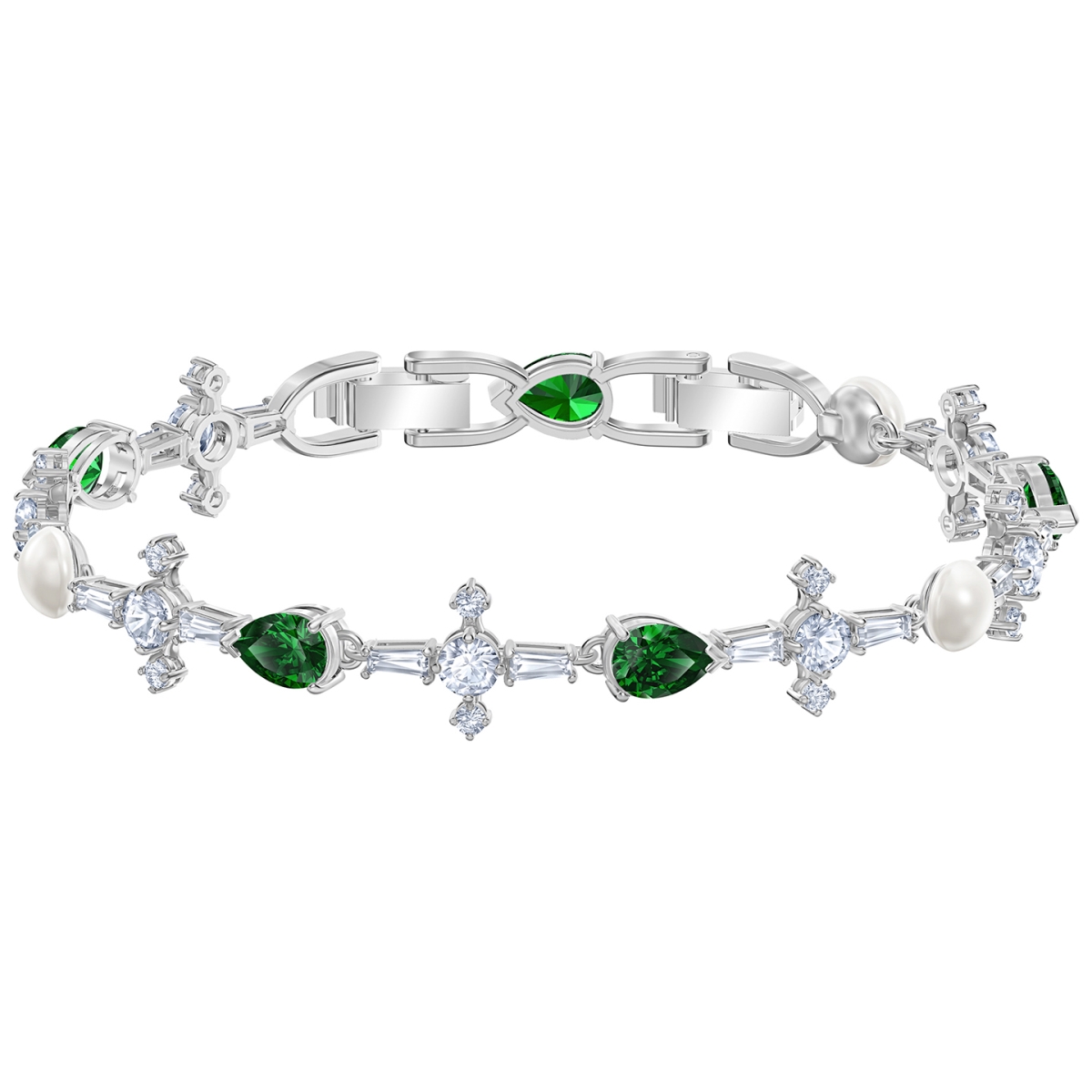 5493102 16.5 Cm Perfection Bracelet Rhodium Plated, Green