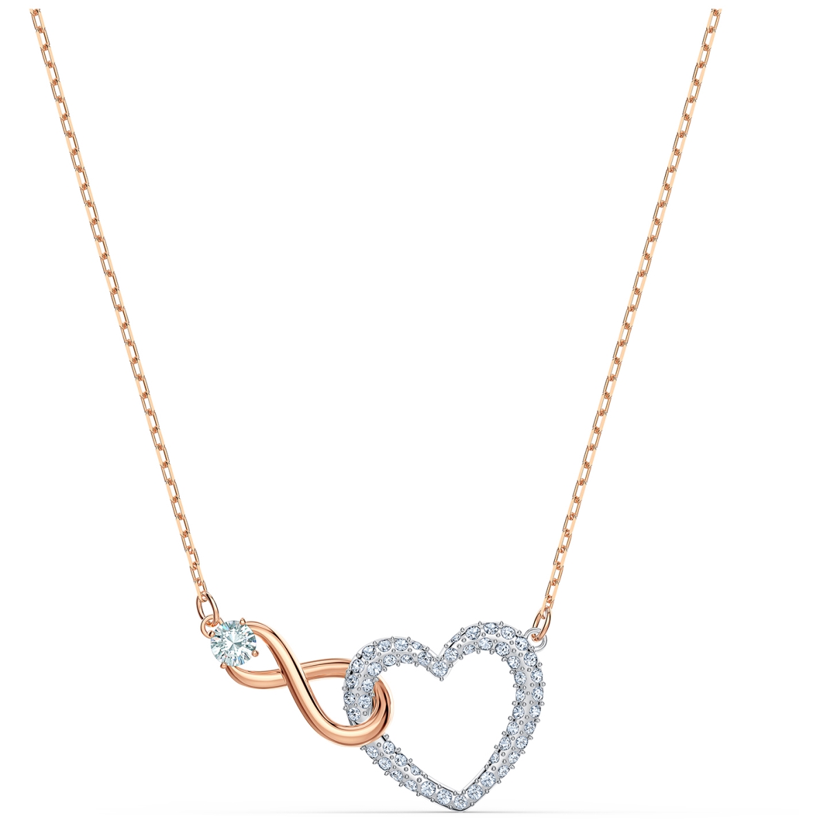 5518865 Infinity Heart Necklace, White - Mixed Metal Finish