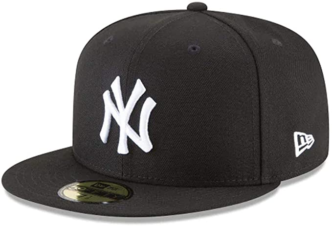 New Era 11591127-758 New York Yankees Basic 59Fifty Fitted Cap Hat, Black-White - Size 7 5-8