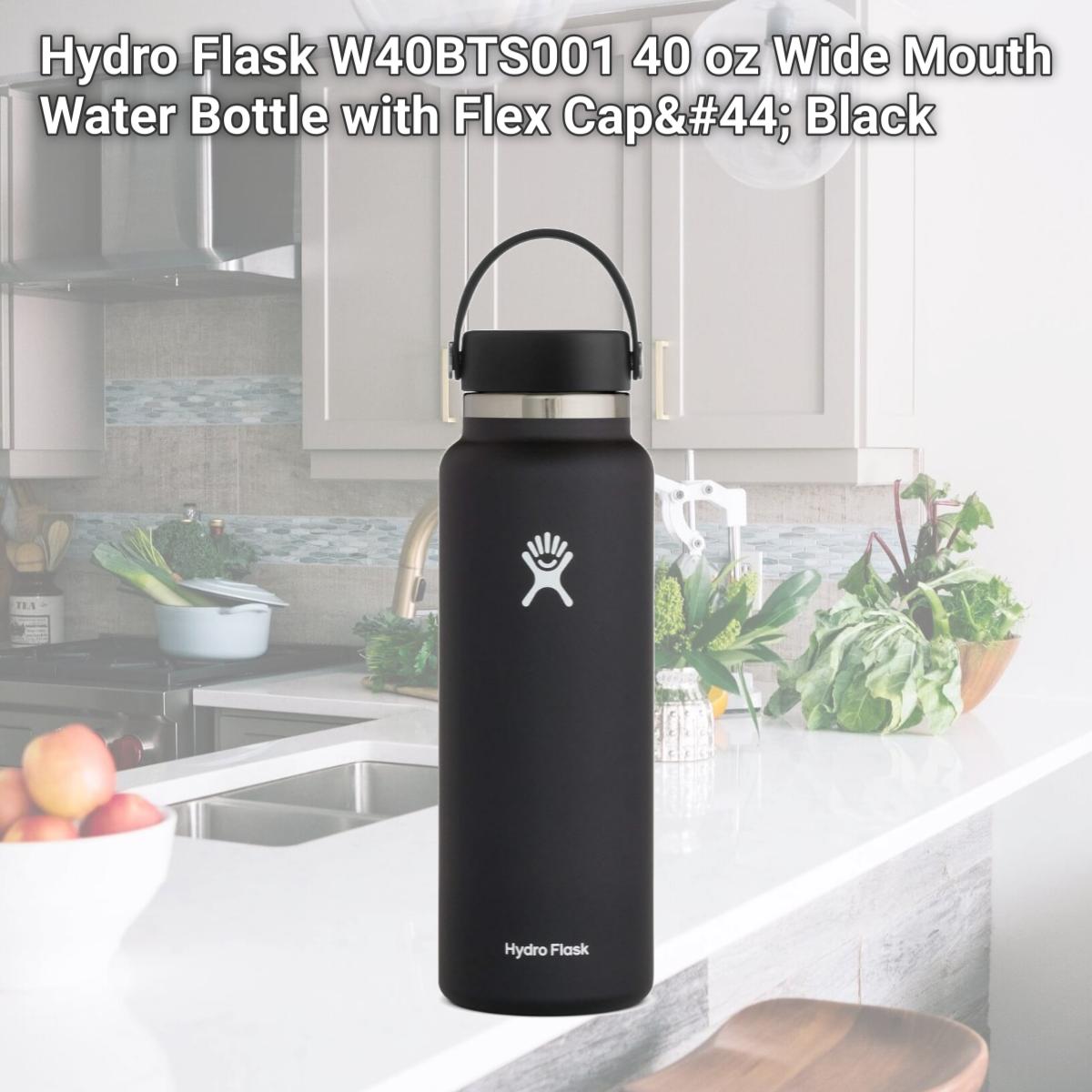 Picture of Hydro Flask W40BTS001 40 oz Wide Mouth Water Bottle with Flex Cap, Black