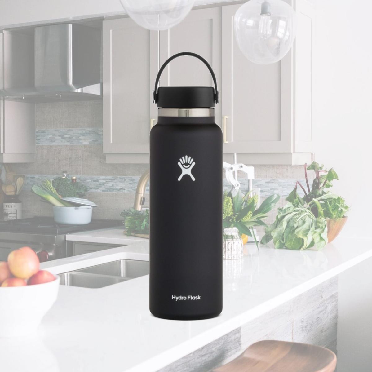 Picture of Hydro Flask W40BTS001 40 oz Wide Mouth Water Bottle with Flex Cap, Black