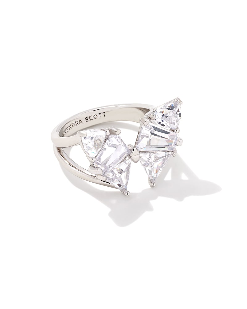 9608802877 Womens Blair Butterfly Ring, Rhodium & White Crystal - Size 6