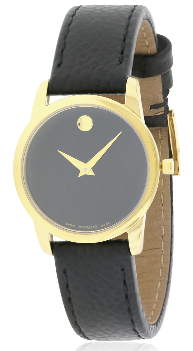 607016 Classic Leather Ladies Watch - Black Dial