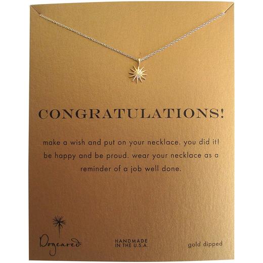 Congratulations Gold Dipped Starburst Reminder Boxed Necklace - Mg1111