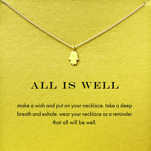 Gold Dipped All Is Well Hamsa Necklace - Mg1018