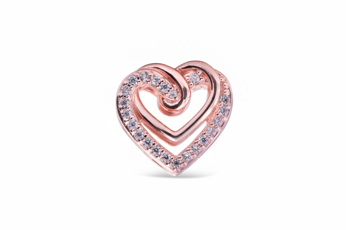 789270C01 People Sparkling Entwined Hearts Rose Gold - Plated Charm, Pink