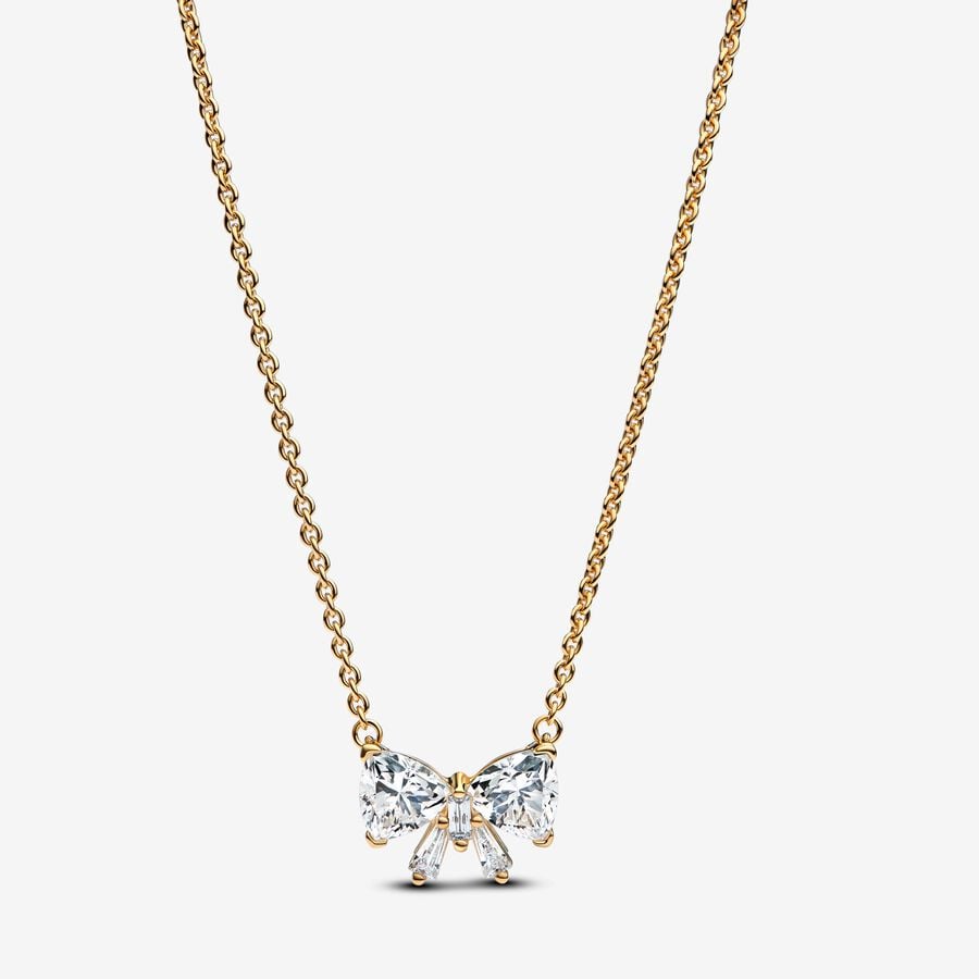 363508C01-45 17.7 in. Timeless Sparkling Bow Necklace - Clear