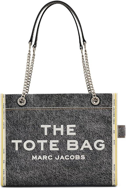 2F4HTT018H05-965 The Denim Chain Tote Bag - Black Wash - Medium