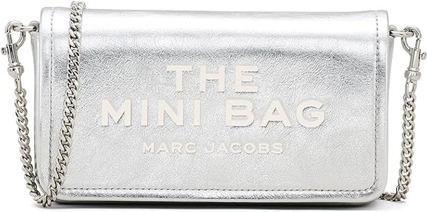 2F4SMN006S02-040 The Metallic Leather Chain Mini Bag - Silver