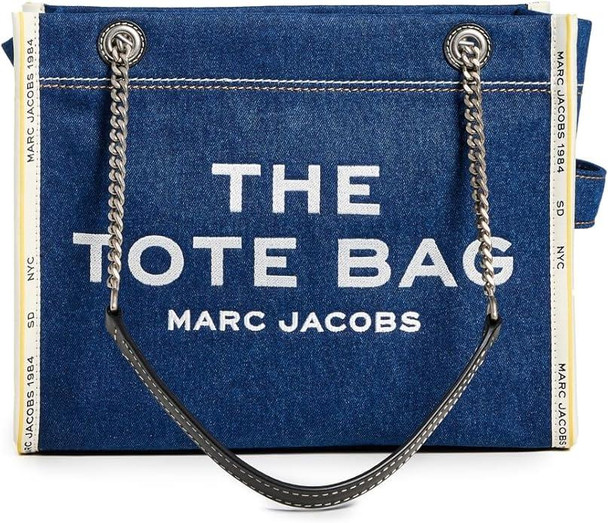 2F4HTT018H05-473 The Denim Chain Tote Bag - Dark Wash - Medium