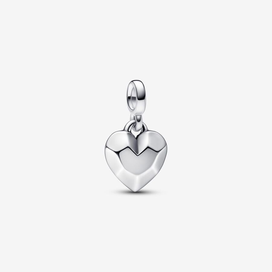 792305C00 ME Faceted Heart Charm Mini Dangle for Ladies, Silver