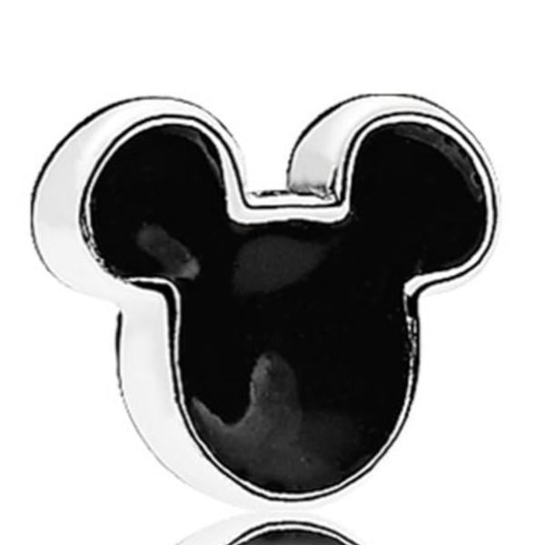 796344EN16 Silver Black Enamel Mickey Icon Petite Charm - Silver