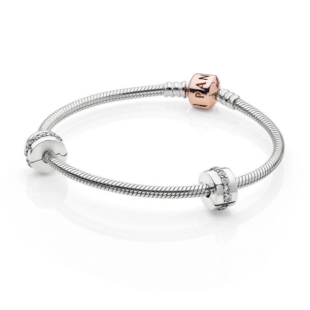 B800539-19 Rose Iconic Bracelet Set, Silver - Size 19